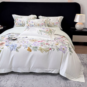Parure de lit en coton imprimé numérique à motifs floraux, draps, taies d'oreiller, housses de couette - Product Image 4