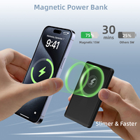 Toptai Power Bank pengisian daya nirkabel magnetis, ultra ramping 5000mAh, pengisian cepat 20W tipe-c 15W Input nirkabel