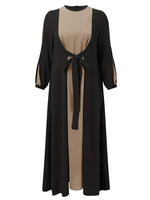 Robe Abaya élégante à manches longues pour femmes vêtements ethniques musulmans du Moyen-Orient avec taille à lacets robe respirante antistatique