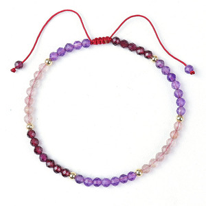 3mm Tiny Round Faceted Natural Gemstone <strong>Beaded</strong> <strong>Bracelet</strong>, Small Mini Durable Adjustable Healing Crystal Gem Stone <strong>Bracelets</strong> - Product Image 5