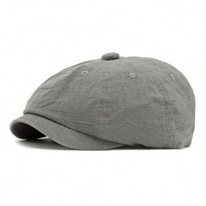 Béret vintage britannique d'été pour homme, en coton lavé, couleur unie, style newsboy - Product Image 6