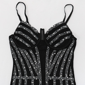 เดรสคลับรัดรูปประดับเพชรซีทรูสุดเซ็กซี่แฟชั่นฤดูร้อนสำหรับผู้หญิง - Product Image 5