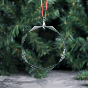 Decorazione d'attaccatura in bianco piana all'ingrosso dell'<span class=keywords><strong>albero</strong></span> di natale di <span class=keywords><strong>vetro</strong></span> trasparente - Product Image 2