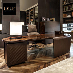 Ensemble de postes de travail de direction modernes et luxueux Mobilier de bureau <span class=keywords><strong>en</strong></span> bois massif au design contemporain avec finition <span class=keywords><strong>en</strong></span> cuir pour la maison Cabinet d'avocats - Product Image 4