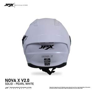 Casque demi-face JPX Nova X V2 en blanc nacré, doté d'une visière double et d'un design élégant de couleur unie pour le motard moderne. - Product Image 3