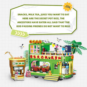 JIESTAR JJ9071 1330PCS Série Vue de Rue <span class=keywords><strong>Petit</strong></span> Restaurant Ours Modèle de Blocs de Construction Jouet Éducatif Technique Cadeau de Fête - Product Image 3