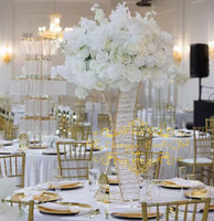 Hoog Goud Zwart Kubieke Metalen Bloemstandaard Bruiloft Centerpieces Tafel Middelpunt Metalen Bloemstandaard Voor Tafeldecoratie