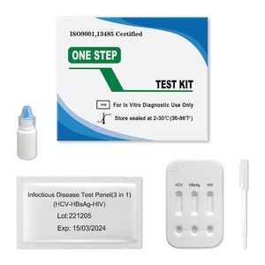 Kit <span class=keywords><strong>de</strong></span> Pruebas Rápidas Familiares KUER para HBsAg/HCV/HIV - Ayudas para Exámenes Clínicos Clase III - Product Image 1