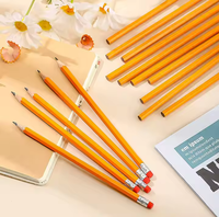 Crayons en bois jaunes HB avec gomme pour l'écriture des étudiants, vente en gros d'usine