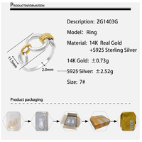 Zweifarbiger Schmuck 14K Massivgold & S925 Silber Ringe Trendige Hochzeits-Verlobungsringe Alltags-Schmuck Geschenk Party Jubiläum Anpassbar