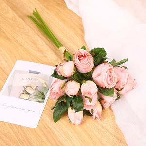 Bouquet de roses artificielles, 6 tiges, 12 têtes, fleurs en soie, haute simulation, décoration de mariage et de maison, longueur 35 cm - Product Image 3