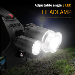 Zoomable <span class=keywords><strong>Camping</strong></span> Lampe Frontale Trois Têtes Imperméable A MENÉ <span class=keywords><strong>le</strong></span> <span class=keywords><strong>Phare</strong></span> Rechargeable avec 18650 Batterie - Product Image 3