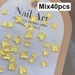40PCS 3D Gold Metal Flower Butterfly Nail Art Charms Accessories Parts for Manicure <span class=keywords><strong>Deco</strong></span> Nails Decoration Made of Alloy - Product Image 6