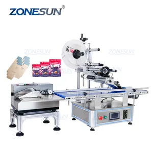 Zonesun ZS-TB150PBF Mylar Bag Etikettering Machine Platte Oppervlak Pouch Applicator Met Paging Machine