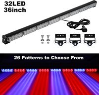 Barre lumineuse de signalisation routière de 36 pouces à 32 LED, barre lumineuse d'avertissement d'urgence avec cordon droit de 16 pieds (rouge/bleu)