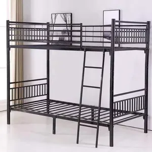 Beliche de metal barato de fábrica, cama de ferro forjado, cama de casal de aço para dormitório de pessoal de trabalho em canteiros de obras