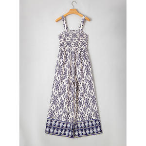 <span class=keywords><strong>Mono</strong></span> de Pierna Ancha con Estampado Geométrico Bohemio de Moda al por Mayor Dear-Lover, Cintura Alta Fruncida para Mujer - Product Image 4