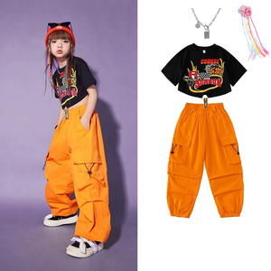 SXCCYH Conjunto de actuación de hip-hop para niños de moda Traje de baile callejero explosivo hermoso Mono y Diadema Hecho de algodón - Product Image 6