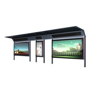 Aluminum Bus Shelter With <b>Led</b> <b>Light</b> Box Waterproof Outdoor Advertising Display Rectangle Floor Standing <b>5000</b> <b>Lumens</b> Full Color - Product Image 1