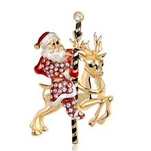 Rhinestone Crystal Christmas Tree/Bell/Snowman/Deer Shape  Brooch Holiday Party Celebration for Women Gift Jewelry Brooch
