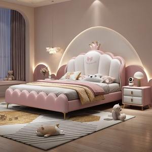 Meubles de Chambre à Coucher <span class=keywords><strong>Lit</strong></span> <span class=keywords><strong>Suspendu</strong></span> pour Enfants en Bois Massif <span class=keywords><strong>Lit</strong></span> Double de Rêve pour Filles Princesse Rose Couronne - Product Image 4