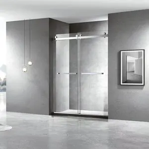 Vente directe d'usine salle <span class=keywords><strong>de</strong></span> bain porte <span class=keywords><strong>de</strong></span> <span class=keywords><strong>douche</strong></span> coulissante sans cadre <span class=keywords><strong>en</strong></span> <span class=keywords><strong>verre</strong></span> trempé clair - Product Image 1