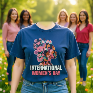 T-shirt per la Giornata Internazionale della Donna, da donna, con stampa floreale primaverile, girocollo, vestibilità ampia, 100% cotone, top corto casual - Product Image 2