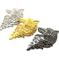 Broche de revers pour homme en alliage de zinc 3D, motif loup or et argent, personnalisable, pour accessoires de costume, chemise, sac à dos, chapeau