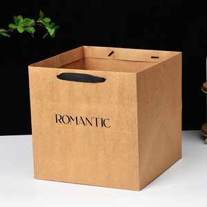 Wholesale Custom Logo Printing Brown <strong>Trapezoid</strong> Flowers Paper <strong>Bags</strong> Recycled Thickened Kraft Retail Paper Gift <strong>Bag</strong> - Product Image 5