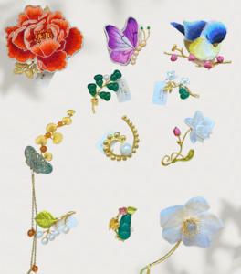 Collection de Broches de Luxe Légères Vefiery en Gros, Broche Perle Marguerite Feuille de Vajra en Fil Magique Brodé à la Main Plume de Paon - Product Image 4