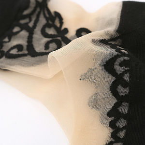 <span class=keywords><strong>Chaussettes</strong></span> ras du cou pour femmes Jingwen OEM, motif floral rétro, transparentes, décontractées, usage quotidien, logo personnalisé, motifs unis et transparents - Product Image 4