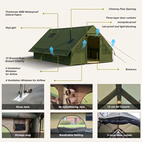 Tente de camping gonflable portable de luxe pour 8 à 10 personnes, grande, double couche, en PVC Oxford, un salon, quatre saisons