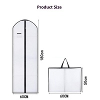 Sac de vêtement non tissé portable pliable avec logo personnalisé pour robe de mariée avec poussière longue sac de rangement pour costume de voyage