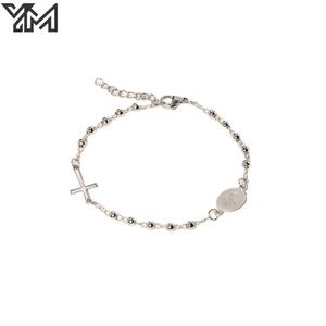 Pulsera de Tobillera con Colgante de Cruz y Dije de la Virgen María en Acero Inoxidable Chapado en Oro, Estilo Sencillo Religioso para Mujer - Product Image 4