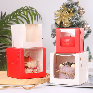 Thiết kế mới 2-inch Màu đỏ cửa sổ tráng miệng bánh container Cá Nhân Bìa <span class=keywords><strong>cupcake</strong></span> hộp với mẫu miễn phí cho thực phẩm sử dụng - Product Image 4