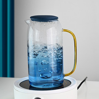 Carafe en verre pour eau froide, ensemble de tasses, en borosilicate haute résistance, résistant aux hautes températures, grande capacité, épaissi