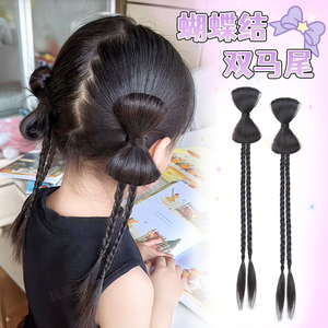Pelucas infantiles bonitas con lazo, pinzas para el pelo con cola de caballo trenzada, alambre de alta temperatura, multifunción, uso diario, para cualquier forma de rostro - Product Image 4