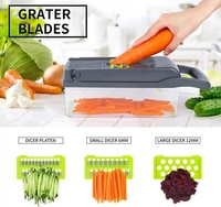 Mandoline de cuisine 12-en-1 en plastique alimentée par USB, coupe-fruits et légumes, hachoir à oignon, trancheuse à légumes, outils portables pour la maison