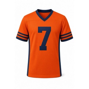 Camiseta de Fútbol Personalizada para Hombre, Color Naranja, Número 7, Cuello en V, Manga Corta, Malla Transpirable, Impresión Sublimada, Corte Regular para Adultos - Product Image 1