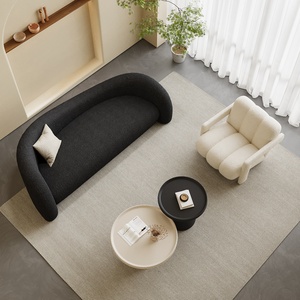 Sillón de Salón Nórdico de Madera con Tapizado de Lana de Cordero, Personalizable, Moderno, Blanco, para Hotel o Sala de Estar - Product Image 5
