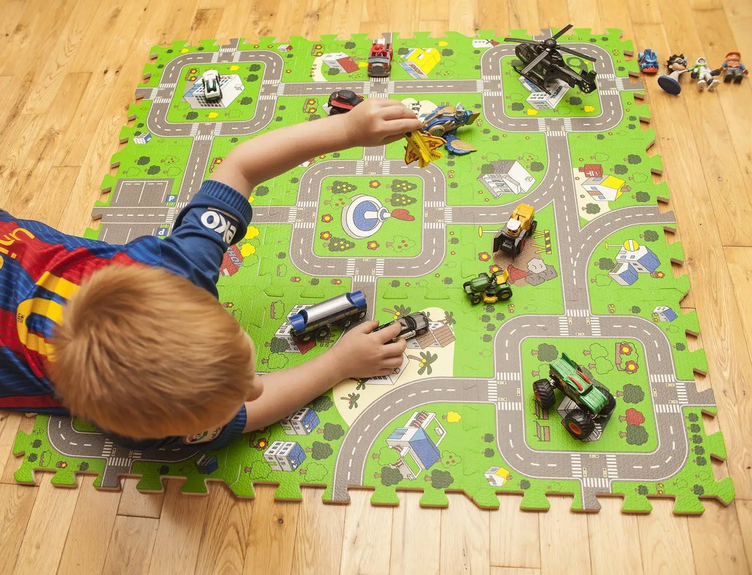 HONLOY tapis de puzzle personnalisé pour enfants avec circulation urbaine tapis de jeu pour bébé tapis de carte routière trafic urbain