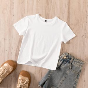 FOXA Girls <b>Crop</b> <b>Top</b> Short Sleeve Cotton Breathable Leisure <b>Tops</b> - Product Image 3