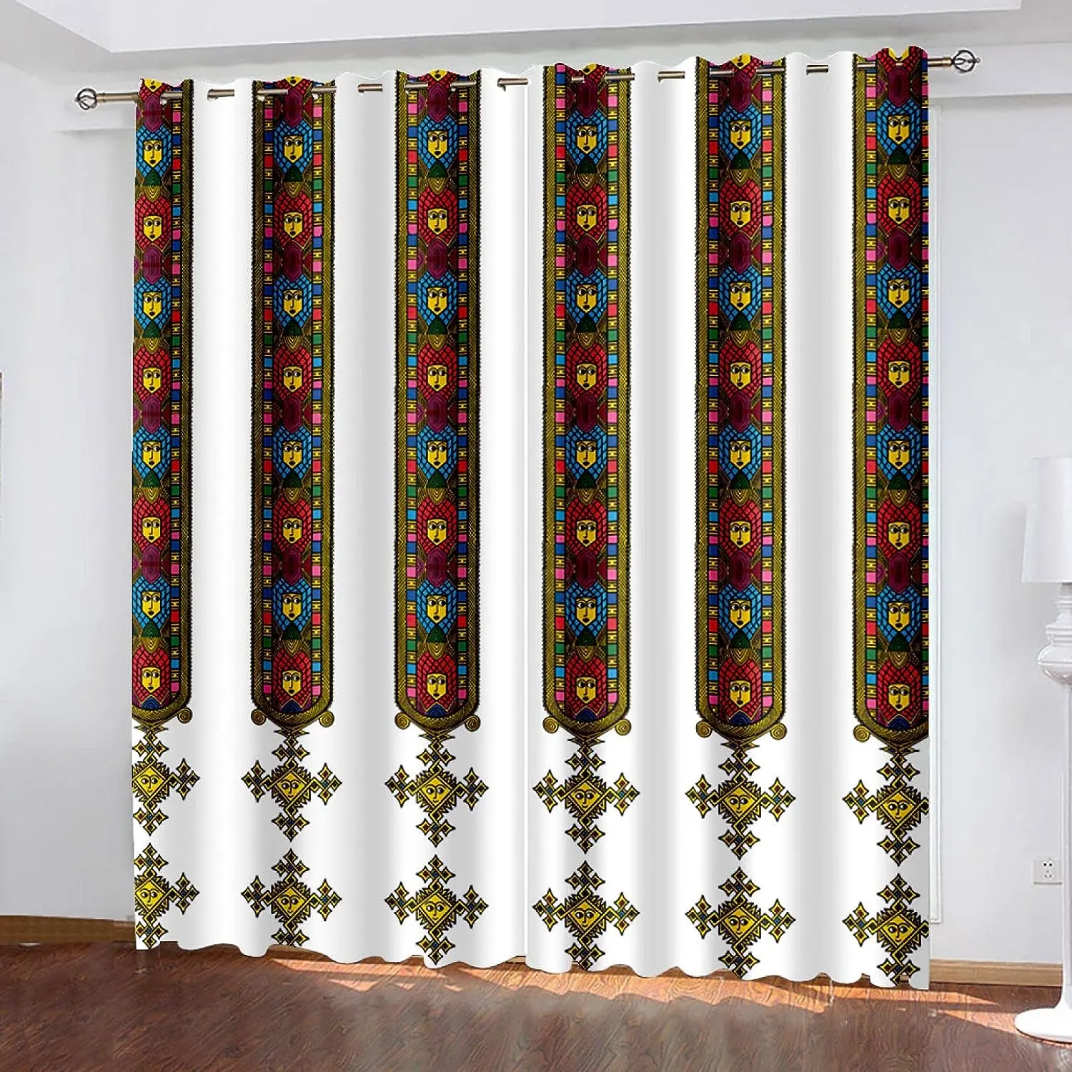 custom Shading Window Curtain Ethiopian Traditional Decor Curtains for Living Room Bedroom Window Curtain Salon Simple Decor