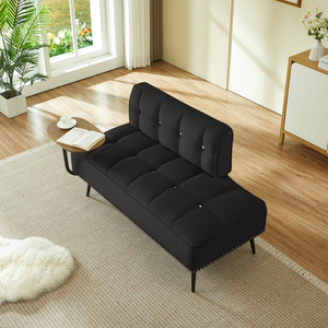Modern Two Seater Velvet Sofa 54 Inch With <b>Backrest</b> And Rotating Side Table Entryway Ottoman Multi Use Bench Office Desk - Product Image 5