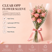 Kantong Bunga Tahan Air Cetak Gravure Grosir, Selongsong Bunga BOPP Trapesium untuk Florist Pernikahan