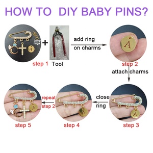 8 ס "מ 6 לולאות רלינסטון תינוק רולר סיכות עבור ילדים גדולים ורוד כחול islamic סיכות בטיחות עבור תיק תג צווארון קליפ התינוק - Product Image 6