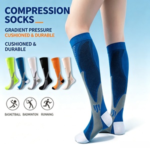 <span class=keywords><strong>JINGOU</strong></span> Calcetines de Compresión Profesionales con Gradiente de Presión, Acolchados, Duraderos, para Deportes, Correr, Baloncesto, Bádminton, Calcetines Largos Unisex - Product Image 1