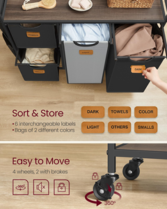 Grand panier à linge écologique de haute qualité, style coulissant avec trois compartiments, en tissu Oxford pour le rangement des vêtements - Product Image 5
