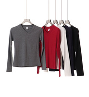 Chemises pour femmes, col en V, manches courtes, coton et élasthanne, hauts, t-shirts, décontractés, respirants, basiques
