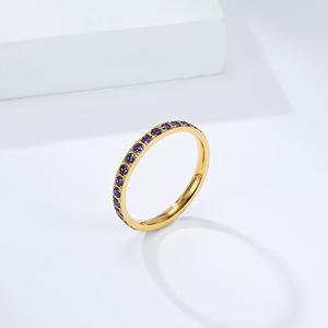 Instagram-worthy, subtly luxurious <b>titanium</b> steel <b>ring</b> with zircon accents, full diamond design, stylish and sophisticated pinky - Product Image 4